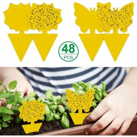 NAXUNNN 48 Piezas De Pegatinas Adhesivas Para Trampas De Insectos, Pegamento De Doble Cara, Impermeable, Amarillo, Antimosquitos, Plantas, Atrapamoscas, Pegatinas Para Plantas De Jardín, Flores, Frutas 3 NAXUNNN 48 Piezas De Pegatinas Adhesivas Para Trampas De Insectos, Pegamento De Doble Cara, Impermeable, Amarillo, Antimosquitos, Plantas, Atrapamoscas, Pegatinas Para Plantas De Jardín, Flores, Frutas