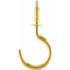 GTA 50 Pieces Metal Ceiling Hooks 1 Inch Brass Plated Hook Holder Screw-in Hooks For Hanging Plants, Gold,BR-Vie