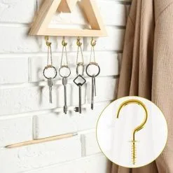 GTA 50 Pieces Metal Ceiling Hooks 1 Inch Brass Plated Hook Holder Screw-in Hooks For Hanging Plants, Gold,BR-Vie -Indoor Flower Pot 85887700 3