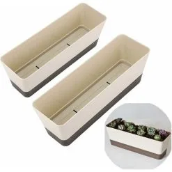 TUMALAGIA Rectangular Flower Box, Plastic Rectangular Flower Pot, Outdoor Balcony Planters For Succulents, Flowers, African Violets -Indoor Flower Pot 86606139 2