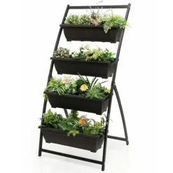Gymax 4-Tier Vertical Raised Garden Bed Freestanding Garden Planter 4 Container Boxes