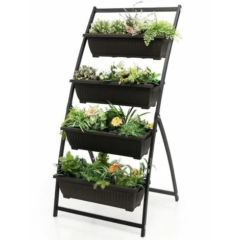 Gymax 4-Tier Vertical Raised Garden Bed Freestanding Garden Planter 4 Container Boxes 2 Gymax 4-Tier Vertical Raised Garden Bed Freestanding Garden Planter 4 Container Boxes