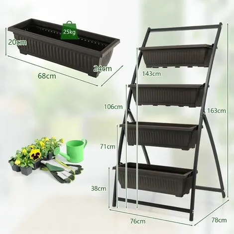 Gymax 4-Tier Vertical Raised Garden Bed Freestanding Garden Planter 4 Container Boxes 3 Gymax 4-Tier Vertical Raised Garden Bed Freestanding Garden Planter 4 Container Boxes - Image 2