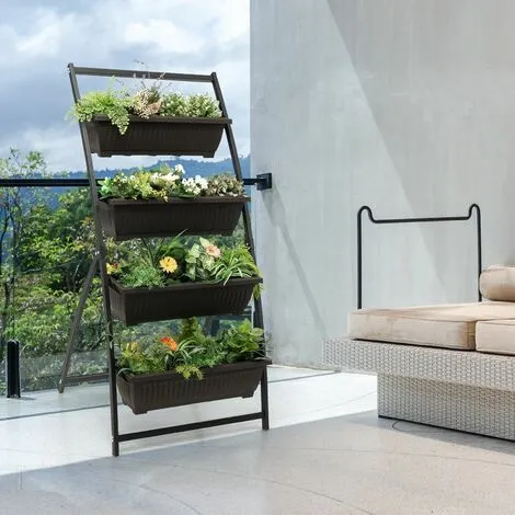 Gymax 4-Tier Vertical Raised Garden Bed Freestanding Garden Planter 4 Container Boxes 5 Gymax 4-Tier Vertical Raised Garden Bed Freestanding Garden Planter 4 Container Boxes - Image 4