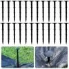 ERHOPE 60 Pack Ground Stakes Anchor Ground Stake With Barb Extra Strong Black Plastic Landscape Weed Cloth For Weed Cloth Securing -