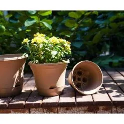 ERHOPE 20CM Self-Watering Flower Pot, Long-Term Plant Pot For Water Storage, Deep Reservoir, Planter Pot For Indoor Plants Home Decoration - Brown, Set Of 4 -Indoor Flower Pot 87597789 3