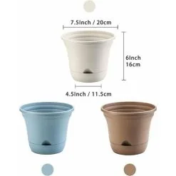 ERHOPE 20CM Self-Watering Flower Pot, Long-Term Plant Pot For Water Storage, Deep Reservoir, Planter Pot For Indoor Plants Home Decoration - Brown, Set Of 4 -Indoor Flower Pot 87597789 4