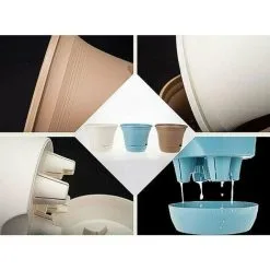 ERHOPE 20CM Self-Watering Flower Pot, Long-Term Plant Pot For Water Storage, Deep Reservoir, Planter Pot For Indoor Plants Home Decoration - Brown, Set Of 4 -Indoor Flower Pot 87597789 5