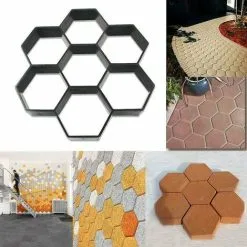 ERHOPE Reusable Hexagon Mold For Concrete Pavers, Stepper, Cement Stone For Sidewalk, Driveway, Patio, Garden, Road (28 X 29 Cm, Black)