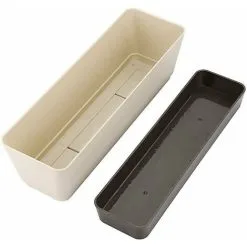 ERHOPE Rectangular Flower Box, Rectangular Plastic Flower Pot, Outdoor Balcony Planters For Succulents, Flowers, African Violets, 30.5cm, Set Of 3 -Indoor Flower Pot 87620392 3