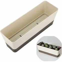 ERHOPE Rectangular Flower Box, Rectangular Plastic Flower Pot, Outdoor Balcony Planters For Succulents, Flowers, African Violets, 30.5cm, Set Of 3 -Indoor Flower Pot 87620392 5