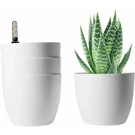 GDRHVFD White Self-Irrigation Flower Box 15.5 13cm Plastic Round Set Of 4, Pot With Water Reserve And Water Level Indicator Pot With Watering System 3 GDRHVFD White Self-Irrigation Flower Box 15.5 13cm Plastic Round Set Of 4, Pot With Water Reserve And Water Level Indicator Pot With Watering System
