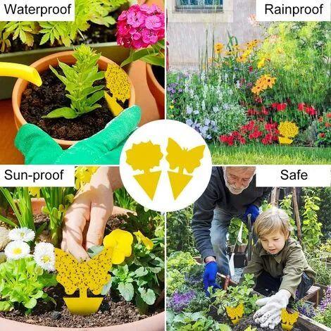 RHAFAYRE 48Pcs Plug-in Fly Trap Yellow Plates Yellow Sticker Plant Protector Against Aphids, Leaf Flies And Vermin, Ideal For Plants On The Balcony Or In The Garden 5 RHAFAYRE 48Pcs Plug-in Fly Trap Yellow Plates Yellow Sticker Plant Protector Against Aphids, Leaf Flies And Vermin, Ideal For Plants On The Balcony Or In The Garden - Image 3