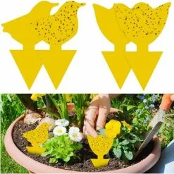 RHAFAYRE 48Pcs Plug-in Fly Trap Yellow Plates Yellow Sticker Plant Protection Against Aphids, Leaf Flies And Vermin, For Plants On The Balcony Or In The Garden