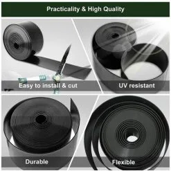 BOED Garden Edging, 2.2mm Thickness PE Flexible Plastic Lawn Edging Roll Edging For Garden,10m X 10cm(WxH) Black DIY Material -Indoor Flower Pot 89263595 3