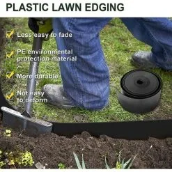 BOED Garden Edging, 2.2mm Thickness PE Flexible Plastic Lawn Edging Roll Edging For Garden,10m X 10cm(WxH) Black DIY Material -Indoor Flower Pot 89263595 5