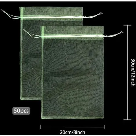 BOED 50 Pieces Grape Protection Bag, 30x20cm, Organza Bags, Fruit Protection Bag, Insect Net, Protection And Pest Control For Garden (Green) 4 BOED 50 Pieces Grape Protection Bag, 30x20cm, Organza Bags, Fruit Protection Bag, Insect Net, Protection And Pest Control For Garden (Green) - Image 2