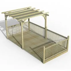 Forest & Garden 16' X 8' Forest Large Pergola Deck Kit With Retractable Canopy (4.88m X 2.44m)