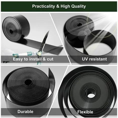 BOED Garden Edging, 2.2mm Thickness PE Flexible Plastic Lawn Edging Roll Edging For Garden,10m X 10cm(WxH) Black DIY Material 5 BOED Garden Edging, 2.2mm Thickness PE Flexible Plastic Lawn Edging Roll Edging For Garden,10m X 10cm(WxH) Black DIY Material - Image 3