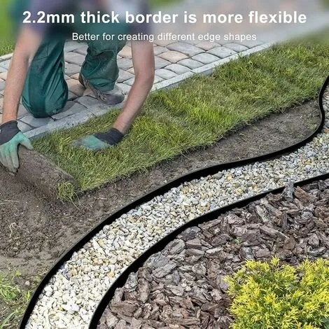 BOED Garden Edging, 2.2mm Thickness PE Flexible Plastic Lawn Edging Roll Edging For Garden,10m X 10cm(WxH) Black DIY Material 6 BOED Garden Edging, 2.2mm Thickness PE Flexible Plastic Lawn Edging Roll Edging For Garden,10m X 10cm(WxH) Black DIY Material - Image 4