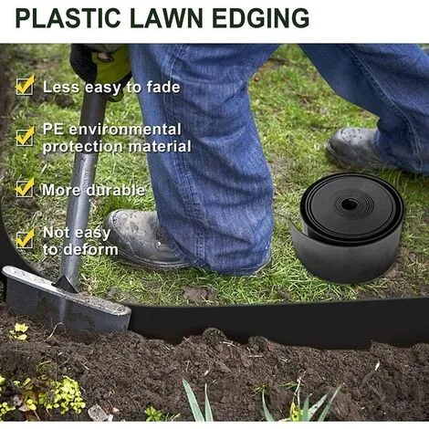 BOED Garden Edging, 2.2mm Thickness PE Flexible Plastic Lawn Edging Roll Edging For Garden,10m X 10cm(WxH) Black DIY Material 7 BOED Garden Edging, 2.2mm Thickness PE Flexible Plastic Lawn Edging Roll Edging For Garden,10m X 10cm(WxH) Black DIY Material - Image 5