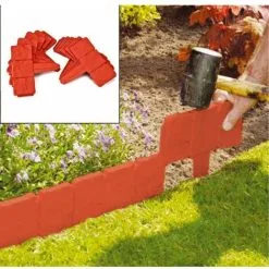 BOED 10 Pieces Lawn Edging Pebble Effect Plastic Hammer In Plant Lawn Border Support Structure Orange