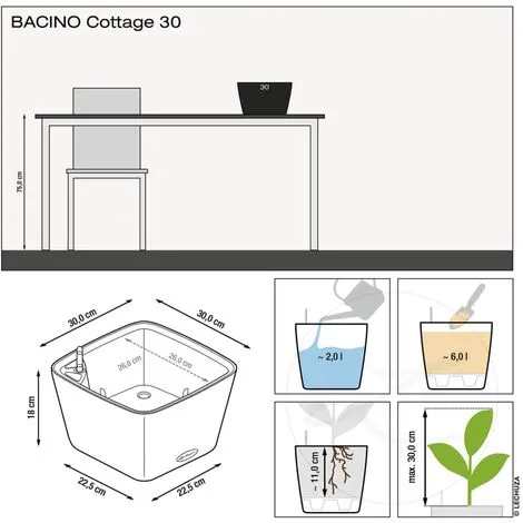 Planter BACINO Cottage ALL-IN-ONE 30x30 Cm Graphite Black LECHUZA 5 Planter BACINO Cottage ALL-IN-ONE 30x30 Cm Graphite Black LECHUZA - Image 3