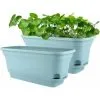 GTA 40cm Self-Watering Flower Pot Rectangle Plastic Planters Modern Decorative Flower Pot For All Plants Flowers Herbs - Blue Set Of 2 -Indoor Flower Pot 91174041 1
