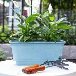 GTA 40cm Self-Watering Flower Pot Rectangle Plastic Planters Modern Decorative Flower Pot For All Plants Flowers Herbs - Blue Set Of 2 10 GTA 40cm Self-Watering Flower Pot Rectangle Plastic Planters Modern Decorative Flower Pot For All Plants Flowers Herbs - Blue Set Of 2 -Indoor Flower Pot 91174041 4