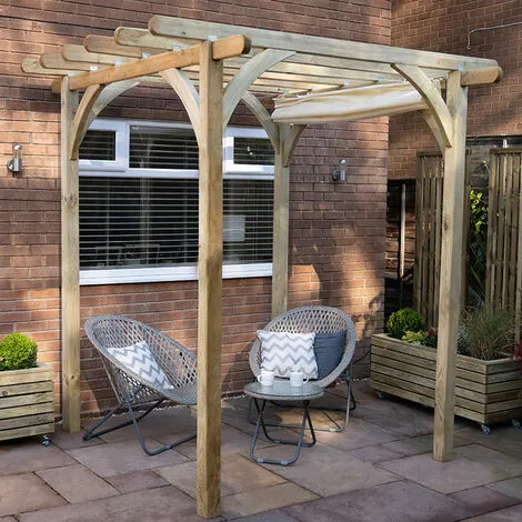 Forest & Garden Forest Ultima Wooden Garden Pergola With Retractable Canopy 8' X 8' 6 Forest & Garden Forest Ultima Wooden Garden Pergola With Retractable Canopy 8' X 8' - Image 4