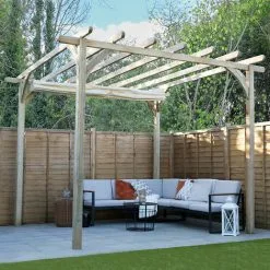 Forest & Garden Forest Large Ultima Wooden Garden Pergola With Retractable Canopy 12' X 12' -Indoor Flower Pot 91376521 3