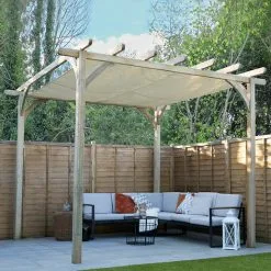 Forest & Garden Forest Large Ultima Wooden Garden Pergola With Retractable Canopy 12' X 12' -Indoor Flower Pot 91376521 4