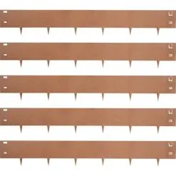 VEVOR Steel Lawn Edging, 5PCS 5"x39" Metal Landscape Edgings, 16.25 Ft Total Length Garden Border, Flexible And Bendable Galvanized Steel Landscaping, Metal Edge For Yard, Lawn, Pathway, Brown