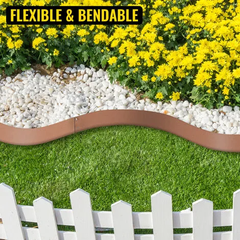 VEVOR Steel Lawn Edging, 5PCS 5"x39" Metal Landscape Edgings, 16.25 Ft Total Length Garden Border, Flexible And Bendable Galvanized Steel Landscaping, Metal Edge For Yard, Lawn, Pathway, Brown 6 VEVOR Steel Lawn Edging, 5PCS 5"x39" Metal Landscape Edgings, 16.25 Ft Total Length Garden Border, Flexible And Bendable Galvanized Steel Landscaping, Metal Edge For Yard, Lawn, Pathway, Brown - Image 4