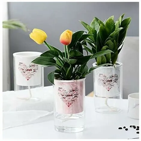 TUMALAGIA Self-Watering Flowerpot - Ceramic - Double Layer - Creative - For Indoor And Outdoor, C 4 TUMALAGIA Self-Watering Flowerpot - Ceramic - Double Layer - Creative - For Indoor And Outdoor, C - Image 2