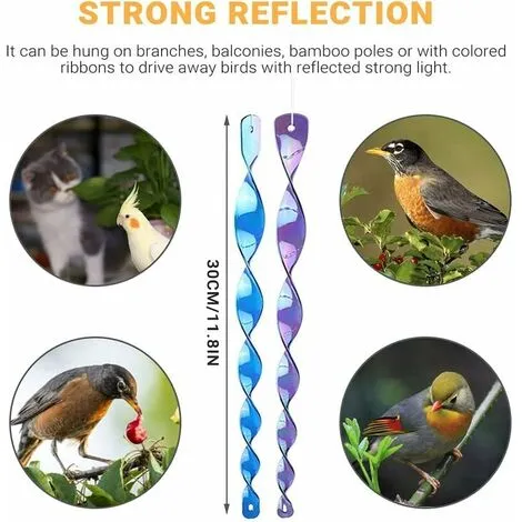 NICEONE Bird Repeller, 12 Pieces Bird Scarecrow Bird Scarer Wind Reflective Wind Spiral Rotating Repeller For Scaring Birds, 6 Colors (30CM) 4 NICEONE Bird Repeller, 12 Pieces Bird Scarecrow Bird Scarer Wind Reflective Wind Spiral Rotating Repeller For Scaring Birds, 6 Colors (30CM) - Image 2