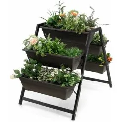 Gymax 3-Tier Vertical Raised Garden Bed Freestanding Garden Planter 5 Container Boxes