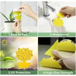 TUMALAGIA 100 Pieces Of Self-adhesive Legionnaire's Board Sticker For Trapping Fruit Flies -Indoor Flower Pot 95311457 4