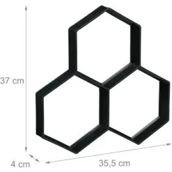 Relaxdays 4 X Paving Mould, Hexagonal Brick Painting, Garden Treads, Concrete Pouring Shape HxWxD 4 X 35,5 X 37 Cm, Black -Indoor Flower Pot 95801861 4