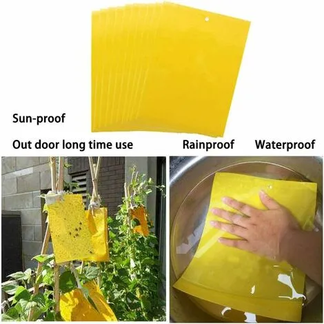 Soleil 50 Insect Traps, Double Sided Sticky Paper, Yellow Sticky Papers For White Fly Leaf, Aphids, Leafminer With Twist Ties, 15cm X 20cm 6 Soleil 50 Insect Traps, Double Sided Sticky Paper, Yellow Sticky Papers For White Fly Leaf, Aphids, Leafminer With Twist Ties, 15cm X 20cm - Image 4
