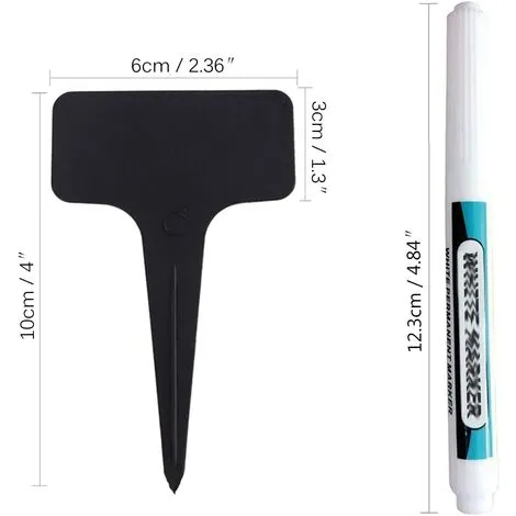 SWYEOOT 100 Pieces Outdoor Garden Label Plastic Plant Markers T Type Plastic Vegetable Patch With Waterproof Pen Reusable Labeling And Plant Accessories(Black)) 6 SWYEOOT 100 Pieces Outdoor Garden Label Plastic Plant Markers T Type Plastic Vegetable Patch With Waterproof Pen Reusable Labeling And Plant Accessories(Black)) - Image 4