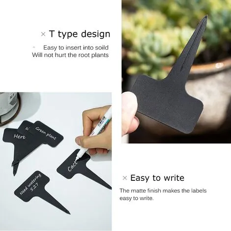 SWYEOOT 100 Pieces Outdoor Garden Label Plastic Plant Markers T Type Plastic Vegetable Patch With Waterproof Pen Reusable Labeling And Plant Accessories(Black)) 7 SWYEOOT 100 Pieces Outdoor Garden Label Plastic Plant Markers T Type Plastic Vegetable Patch With Waterproof Pen Reusable Labeling And Plant Accessories(Black)) - Image 5