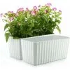 TUMALAGIA Self-Irrigation White Plastic Rectangle Flower Box Set Of 2, Pot With Water Reserve And Water Level Indicator Pot With Watering System For Planting Plants Easily -Indoor Flower Pot 96488629 1