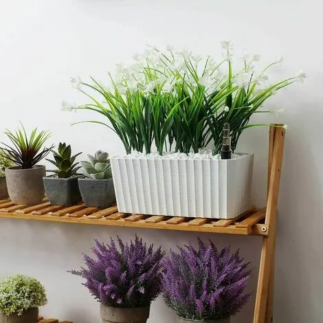 TUMALAGIA Self-Irrigation White Plastic Rectangle Flower Box Set Of 2, Pot With Water Reserve And Water Level Indicator Pot With Watering System For Planting Plants Easily 4 TUMALAGIA Self-Irrigation White Plastic Rectangle Flower Box Set Of 2, Pot With Water Reserve And Water Level Indicator Pot With Watering System For Planting Plants Easily - Image 2