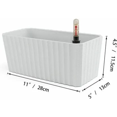 TUMALAGIA Self-Irrigation White Plastic Rectangle Flower Box Set Of 2, Pot With Water Reserve And Water Level Indicator Pot With Watering System For Planting Plants Easily 7 TUMALAGIA Self-Irrigation White Plastic Rectangle Flower Box Set Of 2, Pot With Water Reserve And Water Level Indicator Pot With Watering System For Planting Plants Easily - Image 5