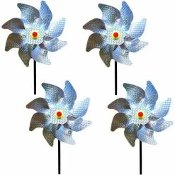 Soleil Bird Scarer Decoration Garden Spike Anti Pigeon Bird Deterrent Reflective Windmill For Protecting Garden, Orchard And Courtyard (Set Of 4),