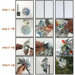 Soleil Bird Scarer Decoration Garden Spike Anti Pigeon Bird Deterrent Reflective Windmill For Protecting Garden, Orchard And Courtyard (Set Of 4)， -Indoor Flower Pot 97453709 3