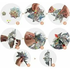 Soleil Bird Scarer Decoration Garden Spike Anti Pigeon Bird Deterrent Reflective Windmill For Protecting Garden, Orchard And Courtyard (Set Of 4)， -Indoor Flower Pot 97453709 4