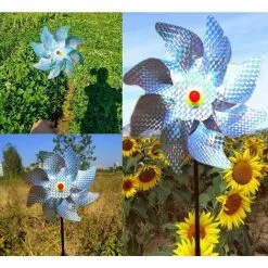 Soleil Bird Scarer Decoration Garden Spike Anti Pigeon Bird Deterrent Reflective Windmill For Protecting Garden, Orchard And Courtyard (Set Of 4)， -Indoor Flower Pot 97453709 5