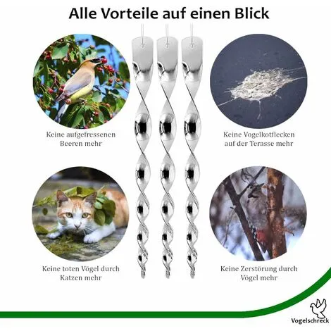 DECKON 12 Pieces Bird Scarer 30cm Pigeon Repeller 360 Degree Bird Repeller, Spiral Reflective Bird Scarer, For Balcony, Fruit Trees, Vegetable Garden 6 DECKON 12 Pieces Bird Scarer 30cm Pigeon Repeller 360 Degree Bird Repeller, Spiral Reflective Bird Scarer, For Balcony, Fruit Trees, Vegetable Garden - Image 4